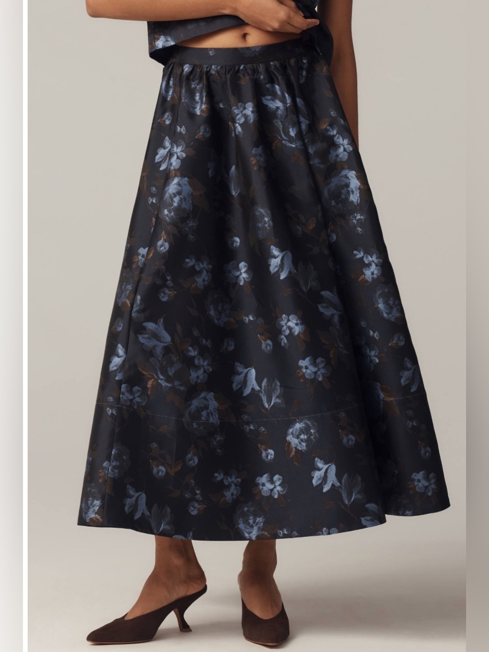 Jacie Printed Maxi Skirt by Maeve for Anthropologie Size L Blue Floral - Picture 8 of 9